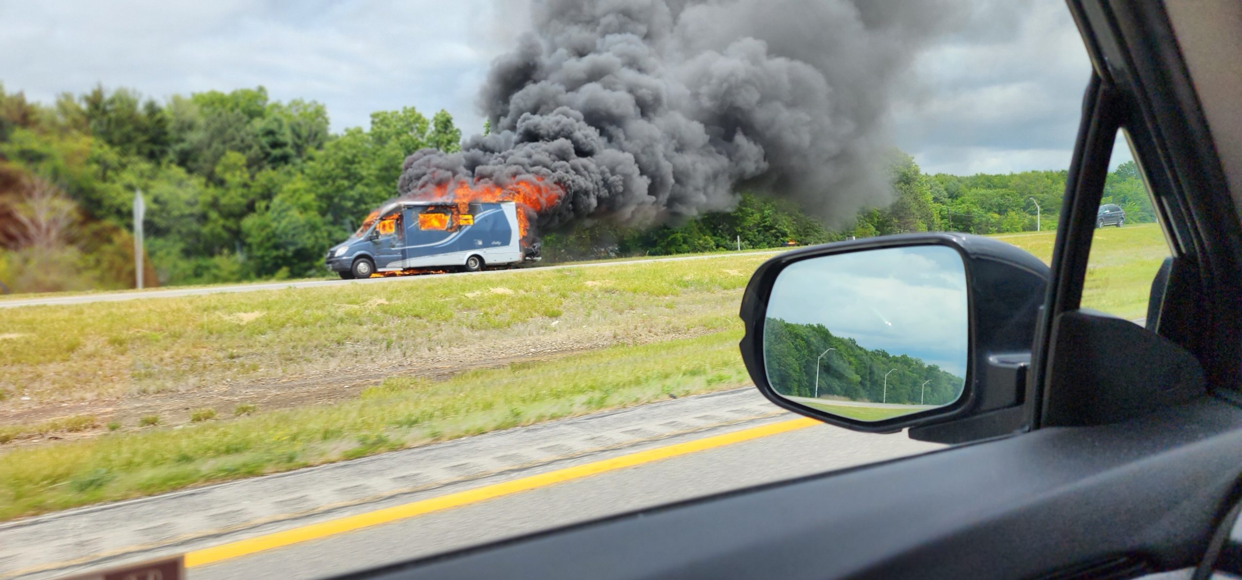 RV Fire Causes Traffic Congestion on State Route 2