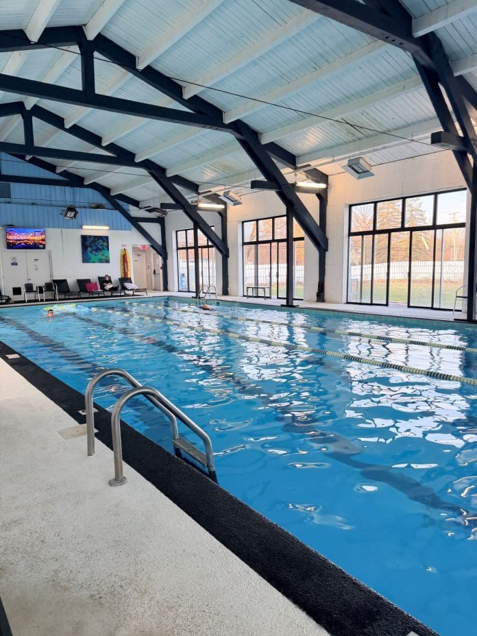 Renovated indoor swimming pool at the Aurora Swim Center inside the Aurora Inn in Aurora, Ohio